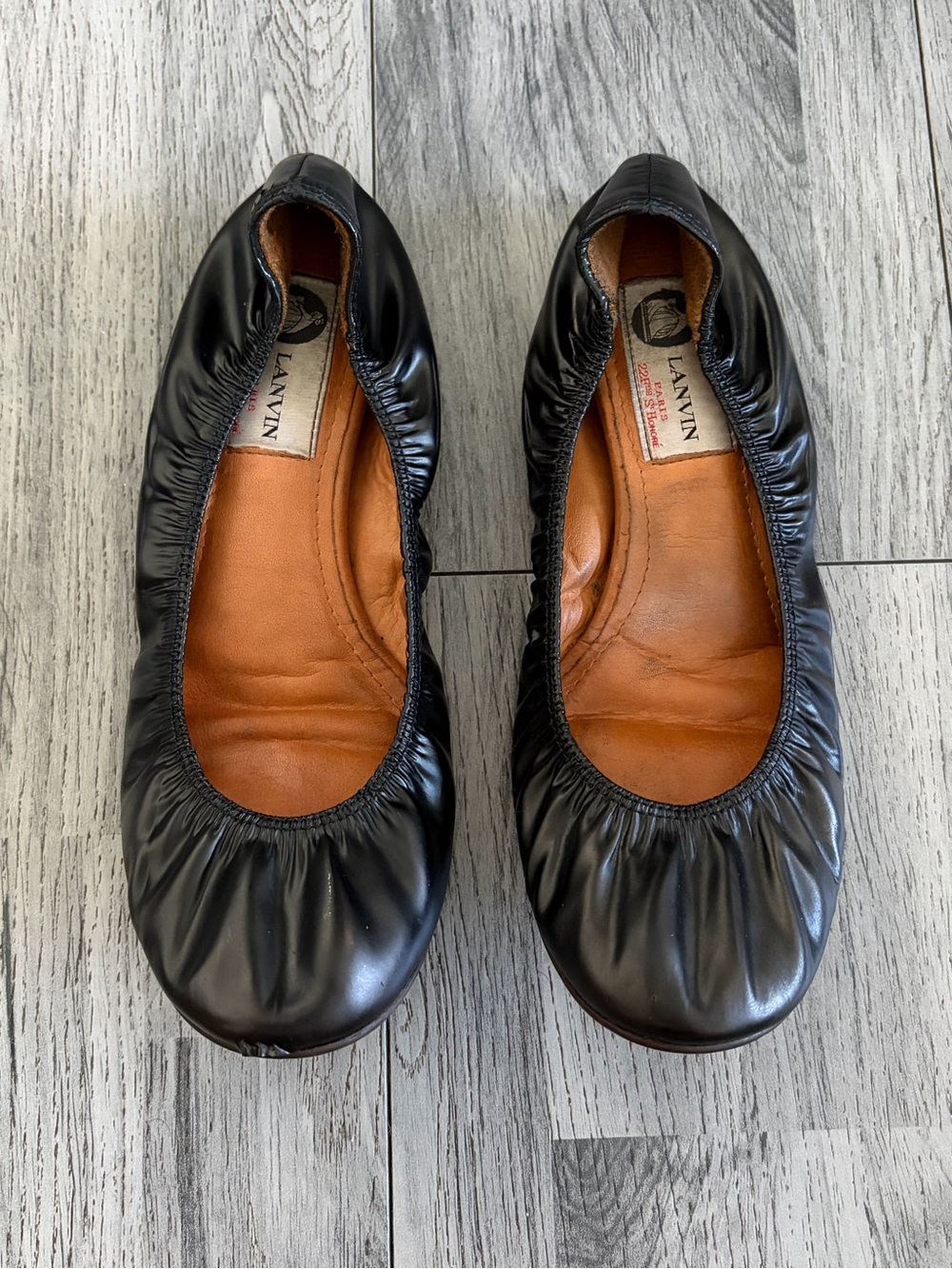 Lanvin Black Leather Ballet Flats